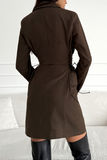 Daily Elegant Buttons Strap Design Turn-back Collar Suit Dresses