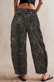 Casual Street Leopard Pocket Mid Waist Loose Denim Jeans