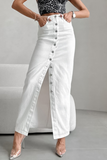 Casual Daily Pocket Buckle Regular High Waist Straight Bottoms