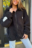 Casual Daily Pocket Fluffy Turndown Collar Outerwear(4 Colors)