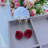 Elegant Real flowers Patchwork Metal Accessories Trim Earrings(Each one is unique)(17 Colors)