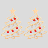 Daily Christmas Tree Hollow Out Rhinestone Decor Earrings(9 Colors)