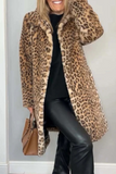 Casual Leopard Patchwork Fluffy Turndown Collar Outerwear(5 Colors)