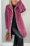 Casual Leopard Patchwork Fluffy Turndown Collar Outerwear(5 Colors)