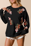 Casual Party Santa Claus Sequins O Neck Sweats(3 Colors)