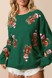 Casual Party Santa Claus Sequins O Neck Sweats(3 Colors)