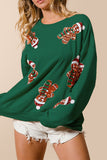 Casual Party Santa Claus Sequins O Neck Sweats(3 Colors)