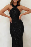 Sexy Formal Elegant Sequins Backless V Neck Long Dresses(4 Colors)