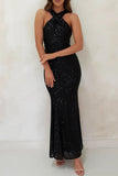 Sexy Formal Elegant Sequins Backless V Neck Long Dresses(4 Colors)