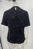 Casual Sequins Sequined O Neck T-Shirts