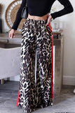 Casual Daily Stripe Leopard Patchwork Loose High Waist Wide Leg Full Print Bottoms