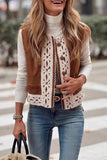 Casual Lace Patchwork O Neck Waistcoats