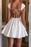 Sexy Lace Up Backless O Neck Princess Dresses