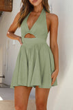 Casual Hollow Out Halter Sleeveless Dresses(4 Colors)