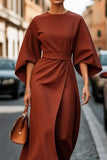 Casual Elegant Basic O Neck Long Dresses(8 Colors)