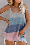 Fashion Street Striped Patchwork U Neck Tops(11 Colors)