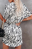 Moda Street Animal Print Patchwork O Neck Vestidos Irregulares