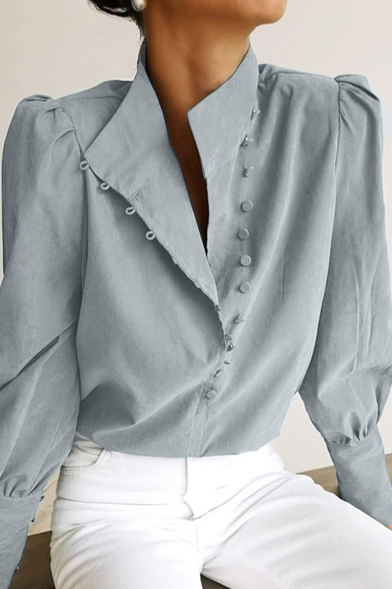 Fashion Street Solid Patchwork Mandarin Collar Blouses – Bohonini