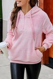 Fashion  Simplicity Solid Split Joint Hooded Collar Tops