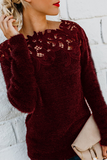 Casual Solid Lace Hollowed Out Off the Shoulder Tops Sweater(10 Colors)