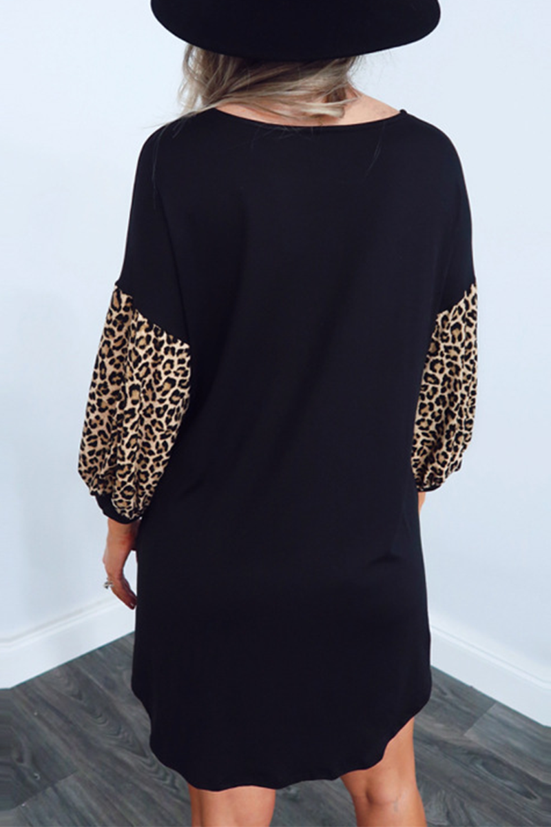 Casual Leopard Split Joint O Neck A Line Dresses – Bohonini