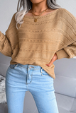 Casual Solid Pierced Split Joint Off the Shoulder Tops Sweater