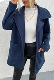 Fashion Elegant Solid Patchwork Pocket Turndown Collar Outerwear