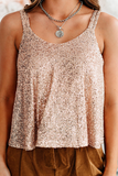 Casual Solid Sequins Patchwork U Neck Tops