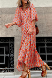 Casual Print Split Joint Straight Dresses(3 Colors)