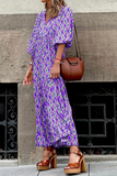 Casual Print Split Joint Straight Dresses(3 Colors)