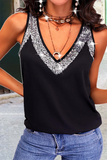 Casual Solid Sequins V Neck Tops(4 Colors)