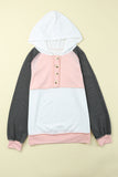 Fashion Color Block Contrast Mandarin Collar Hoodies