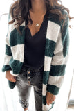 Street Striped Contrast V Neck Cardigans