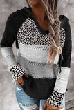 Wisherryy Fashion Hooded Leopard Stitched Knit Sweater(8 Colors)