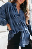 Casual Solid Patchwork Turndown Collar Tops