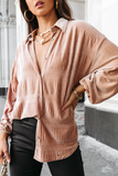 Casual Solid Patchwork Turndown Collar Tops