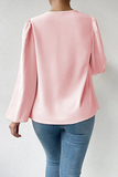 Casual Solid Patchwork U Neck Tops(6 Colors)