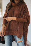 Casual Solid Patchwork Turtleneck Tops