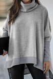 Casual Solid Patchwork Turtleneck Tops