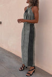 Casual Street Striped Patchwork O Neck Vest Dress Vestidos