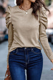 Casual Solid Fold O Neck Tops(5 Colors)