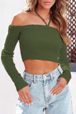 Solid Bandage Off the Shoulder Tops