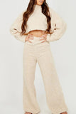 Casual Solid Patchwork Half A Turtleneck Long Sleeve Two Pieces(4 Colors)